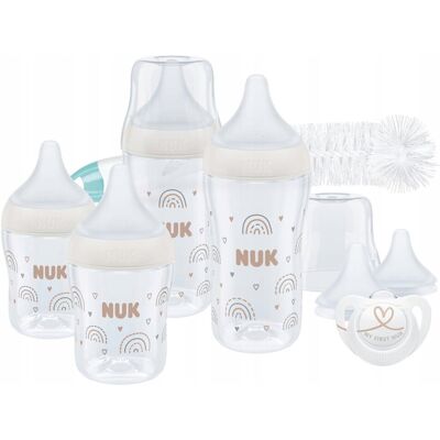 Nuk Zestaw Startowy: 4 Butelki Antykolkowe, Smoczek, Szczotka, Bpa Free Nuk Zestaw Startowy: 4 Butelki Antykolkowe, Smoczek, Szczotka, Bpa Free