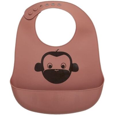 Nuuroo śliniak silikonowy z kieszonką dla niemowlaka Monkey Mahogany Nuuroo śliniak silikonowy z kieszonką dla niemowlaka Monkey Mahogany