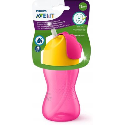 Philips Avent Bidon dla dzieci kubek ze słomką 300ml 12m+ różowy SCF798/02 Philips Avent Bidon dla dzieci kubek ze słomką 300ml 12m+ różowy SCF798/02