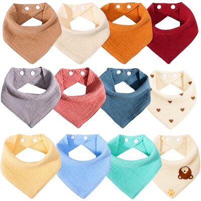 Zaxer Śliniaki dziecięce bandana 12 szt. z bawełny, chłonne, regulowane, 0-36 mies.100% czysta bawełna, od 0 do 36 miesięcy Zaxer Śliniaki dziecięce bandana 12 szt. z bawełny, chłonne, regulowane, 0-36 mies.100% czysta bawełna, od 0 do 36 miesięcy