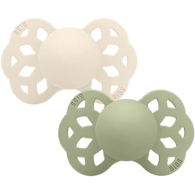 Bibs Smoczki silikonowe Ivory/Sage - 2 sztuki - Model 165102 - Anatomiczny Bibs Smoczki silikonowe Ivory/Sage - 2 sztuki - Model 165102 - Anatomiczny