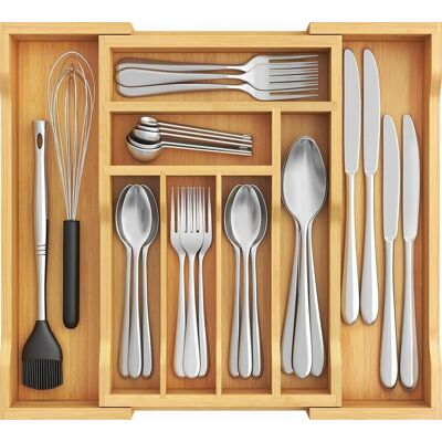 Inny producent Szuflada 33 cm regulowana wkładka na sztućce bambusowy organizer Inny producent Szuflada 33 cm regulowana wkładka na sztućce bambusowy organizer