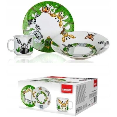 Banquet TALERZE DLA DZIECI obiadowy JUNGLE komplet 3 cze ceramiczny głęboki płytki Banquet TALERZE DLA DZIECI obiadowy JUNGLE komplet 3 cze ceramiczny głęboki płytki