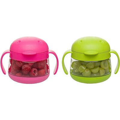 Ubbi, Pojemnik na przekąski, Tweat, zestaw Pink/Green, 12m+, 2 szt. Ubbi, Pojemnik na przekąski, Tweat, zestaw Pink/Green, 12m+, 2 szt.