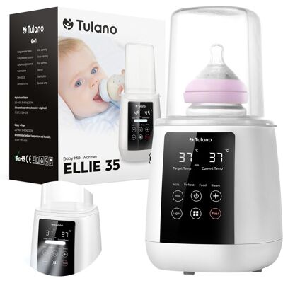 Wielofunkcyjny podgrzewacz do butelek i sterylizator Tulano Ellie 35, 6 w 1, wyświetlacz LCD z wbudowaną lampką nocną Wielofunkcyjny podgrzewacz do butelek i sterylizator Tulano Ellie 35, 6 w 1, wyświetlacz LCD z wbudowaną lampką nocną