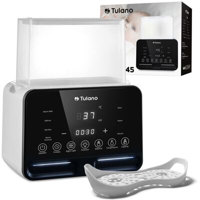 Wielofunkcyjny podwójny podgrzewacz do butelek i sterylizator Tulano Ellie 45, 7 w 1, dotykowy panel sterowania z wbudowaną lampką nocną, utrzymywan.. Wielofunkcyjny podwójny podgrzewacz do butelek i sterylizator Tulano Ellie 45, 7 w 1, dotykowy panel sterowania z wbudowaną lampką nocną, utrzymywan..