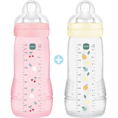 Zestaw 2 Butelek - MAM BABY - Easy Active - +6 miesięcy - 330 ml - Smoczek o przepływie X - Berry + Pearl Zestaw 2 Butelek - MAM BABY - Easy Active - +6 miesięcy - 330 ml - Smoczek o przepływie X - Berry + Pearl