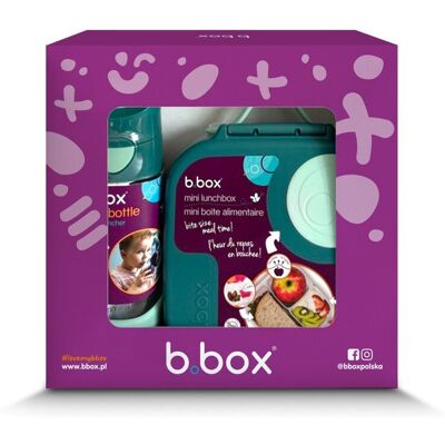 Zestaw Mini Lunchbox + Butelka tritanowa ze słomką 450 ml, Emerald Forest, b.box Zestaw Mini Lunchbox + Butelka tritanowa ze słomką 450 ml, Emerald Forest, b.box