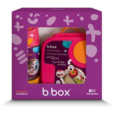 Zestaw Mini Lunchbox + Butelka tritanowa ze słomką 450 ml, Strawberry Shake, b.box Zestaw Mini Lunchbox + Butelka tritanowa ze słomką 450 ml, Strawberry Shake, b.box