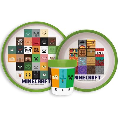 Stor Zestaw obiadowy MINECRAFT talerzyk miska kubek Naczynia dla dzieci Stor Zestaw obiadowy MINECRAFT talerzyk miska kubek Naczynia dla dzieci