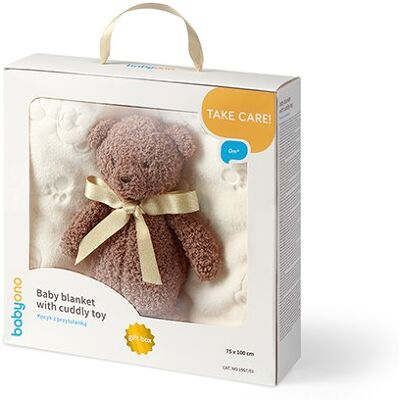 Zestaw prezentowy dla noworodka Kocyk z maskotką 2w1 Babyono Baby Shower 0m+ Zestaw prezentowy dla noworodka Kocyk z maskotką 2w1 Babyono Baby Shower 0m+