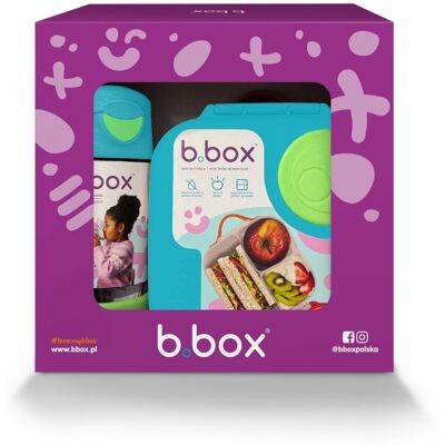 Zestaw Sportowa butelka tritanowa 450 ml + Mini Lunchbox, Ocean Breeze, b.box Zestaw Sportowa butelka tritanowa 450 ml + Mini Lunchbox, Ocean Breeze, b.box