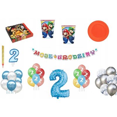 ImprezCzas Zestaw Urodzinowy 2 urodziny Super Mario ImprezCzas Zestaw Urodzinowy 2 urodziny Super Mario