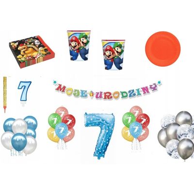 ImprezCzas Zestaw Urodzinowy 7 urodziny Super Mario ImprezCzas Zestaw Urodzinowy 7 urodziny Super Mario