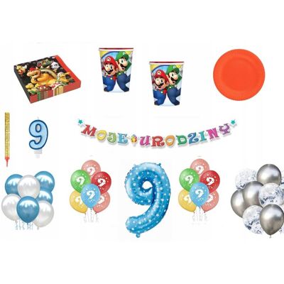 ImprezCzas Zestaw Urodzinowy 9 urodziny Super Mario ImprezCzas Zestaw Urodzinowy 9 urodziny Super Mario