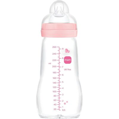 Mam Szklana Butelka Do Karmienia 260 Ml Smoczek Średni Przepływ Różowa Mam Szklana Butelka Do Karmienia 260 Ml Smoczek Średni Przepływ Różowa