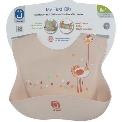 J Bimbi Śliniak Silikonowy My First Bib Beige J Bimbi Śliniak Silikonowy My First Bib Beige