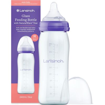 Lansinoh Szklana Butelka Do Karmienia 240 Ml Smoczek Naturalwave Średni Przepływ Avs Lansinoh Szklana Butelka Do Karmienia 240 Ml Smoczek Naturalwave Średni Przepływ Avs