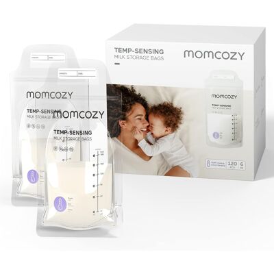 MomCozy Worki Do Mleka Matki 120 Szt. Z Czujnikiem Temperatury, Nieprzeciekające MomCozy Worki Do Mleka Matki 120 Szt. Z Czujnikiem Temperatury, Nieprzeciekające