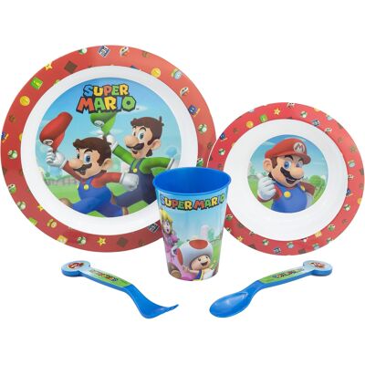 Stor Zestaw Dziecięcy Super Mario 5 El. Talerz, Miska, Kubek, Sztućce, Bez Bpa Stor Zestaw Dziecięcy Super Mario 5 El. Talerz, Miska, Kubek, Sztućce, Bez Bpa