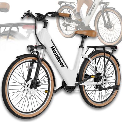 Headeer Bd26195 Rower Elektryczny 26” 350w 48v 11.5ah 80 Km Zasięgu Shimano 7 Lcd Led Biały Headeer Bd26195 Rower Elektryczny 26” 350w 48v 11.5ah 80 Km Zasięgu Shimano 7 Lcd Led Biały