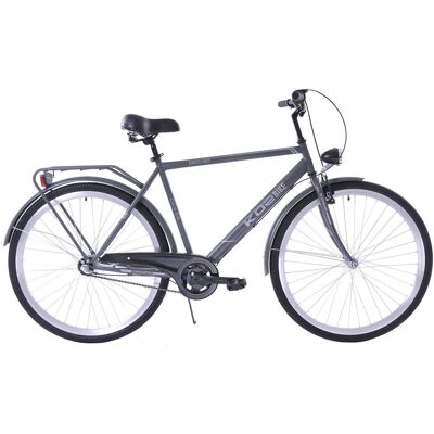 Rower miejski męski z bagażnikiem Kozbike 28 cali grafitowy Rower miejski męski z bagażnikiem Kozbike 28 cali grafitowy