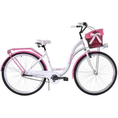 Rower miejski damski z koszykiem Kozbike 28 cali biały Rower miejski damski z koszykiem Kozbike 28 cali biały