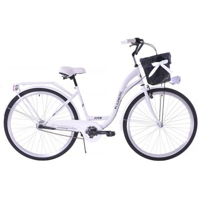 Rower miejski damski z przerzutkami Kozbike 28 cali biały Rower miejski damski z przerzutkami Kozbike 28 cali biały