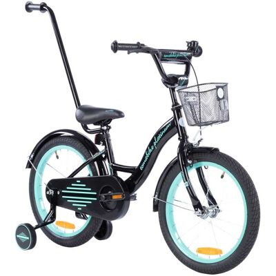 TO-MA Rower dziecięcy TOMABIKE BMX PLATINUM 18 cali z prowadnikiem - CZARNO-TURKUSOWY TO-MA Rower dziecięcy TOMABIKE BMX PLATINUM 18 cali z prowadnikiem - CZARNO-TURKUSOWY