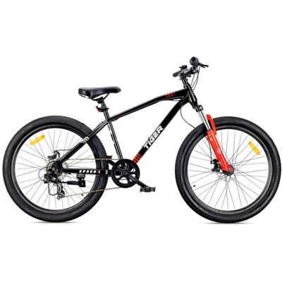 Sun Baby Rower Górski Mtb 26 Cali Tiger Bike Shimano 7 Biegów Amortyzator Szerokie Opony Hamulce Tarczowe Rower Terenowy Czarny-Czerwony Sun Baby Rower Górski Mtb 26 Cali Tiger Bike Shimano 7 Biegów Amortyzator Szerokie Opony Hamulce Tarczowe Rower Terenowy Czarny-Czerwony