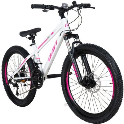 DaviBikes Rower górski MTB Davi Bonita Pro 24, 130–160 cm, 21 biegów, różowy/biały DaviBikes Rower górski MTB Davi Bonita Pro 24, 130–160 cm, 21 biegów, różowy/biały