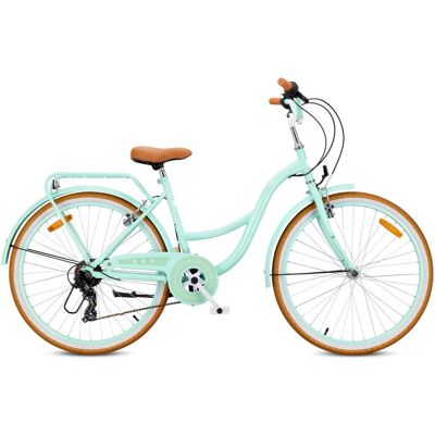 Sun Baby Rower Miejski 26 Cali Damski Damka Bagażnik Stopka Shimano 7 Biegów Flower Retro Bike Miętowy Sun Baby Rower Miejski 26 Cali Damski Damka Bagażnik Stopka Shimano 7 Biegów Flower Retro Bike Miętowy