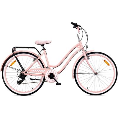 Sun Baby Rower Miejski 26 Cali Damski Damka Bagażnik Stopka Shimano 7 Biegów Heart Bike Różowy Sun Baby Rower Miejski 26 Cali Damski Damka Bagażnik Stopka Shimano 7 Biegów Heart Bike Różowy