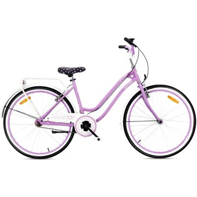 Rower Miejski Damski 26 Cali 26X1,95 Bagażnik Stopka Boczna Heart Bike Fioletowy Sun Baby Rower Miejski Damski 26 Cali 26X1,95 Bagażnik Stopka Boczna Heart Bike Fioletowy Sun Baby