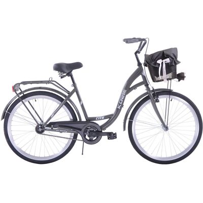 Rower miejski damski damka KOZBIKE 26' grafitowy – kosz, LED, retro Rower miejski damski damka KOZBIKE 26' grafitowy – kosz, LED, retro
