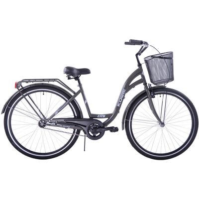 Rower miejski damski damka KOZBIKE 28' grafitowy – kosz, LED, retro Rower miejski damski damka KOZBIKE 28' grafitowy – kosz, LED, retro
