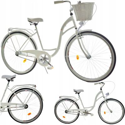 Inny producent Rower Miejski Damski Lekki Aluminiowy Przerzutki Bagażnik Koła 28' Biały Inny producent Rower Miejski Damski Lekki Aluminiowy Przerzutki Bagażnik Koła 28' Biały