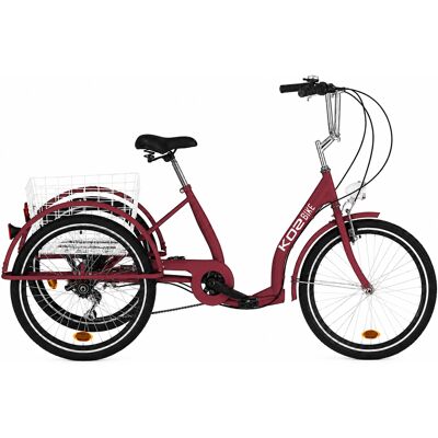 Rower Trójkołowy Miejski Kozbike 24' 6 Biegów Wiśniowy Z Koszem Rower Trójkołowy Miejski Kozbike 24' 6 Biegów Wiśniowy Z Koszem