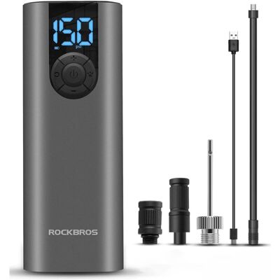 Rockbros Elektryczna pompka rower motor auto piłka 10 bar z wyświetlaczem LED + kabel USB-C czarna Rockbros Elektryczna pompka rower motor auto piłka 10 bar z wyświetlaczem LED + kabel USB-C czarna