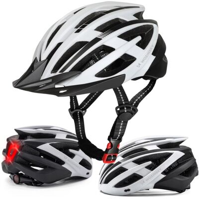 Kask Rowerowy Mtb Wozinsky Z Tylną Lampką Usb M - Czarno-Biały Kask Rowerowy Mtb Wozinsky Z Tylną Lampką Usb M - Czarno-Biały