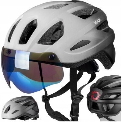 Kask Rowerowy Mtb Z Lampką Led Regulowany Lekki Szybka Biały Mat L Vayox Kask Rowerowy Mtb Z Lampką Led Regulowany Lekki Szybka Biały Mat L Vayox