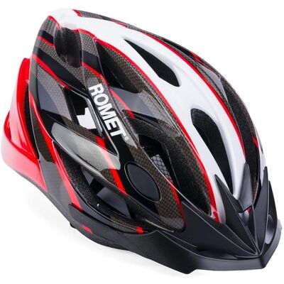Kask Rowerowy Romet 103 Bialo Szaro Czerwony Z Daszkiem L (58-61) Kask Rowerowy Romet 103 Bialo Szaro Czerwony Z Daszkiem L (58-61)