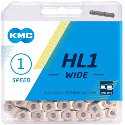 Łańcuch rowerowy KMC HL1 na jedną prędkość - Srebrny - 100 ogniw Łańcuch rowerowy KMC HL1 na jedną prędkość - Srebrny - 100 ogniw