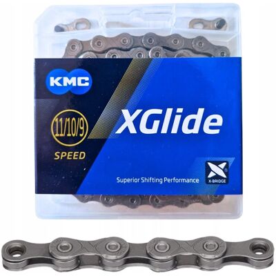 Łańcuch Rowerowy Kmc Xglide Do Shimano Cues 9/10/11s 126 Ogniw Szary Box Łańcuch Rowerowy Kmc Xglide Do Shimano Cues 9/10/11s 126 Ogniw Szary Box