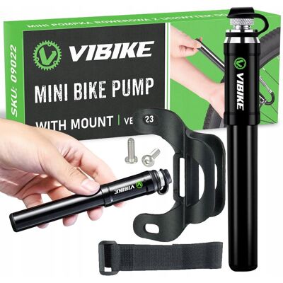 VIBIKE POMPKA ROWEROWA DO HULAJNOGI UCHWYT NA RAMĘ RĘCZNA ALUMINIUM 11 BAR 160 PSI VIBIKE POMPKA ROWEROWA DO HULAJNOGI UCHWYT NA RAMĘ RĘCZNA ALUMINIUM 11 BAR 160 PSI