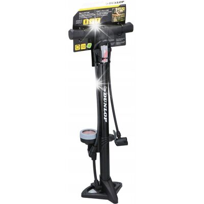 Dunlop Pompka Rowerowa Z Manometrem Pionowa Z Wężykiem 2x Końcówki + Torba Dunlop Pompka Rowerowa Z Manometrem Pionowa Z Wężykiem 2x Końcówki + Torba