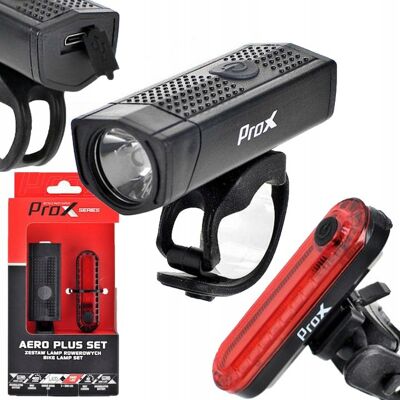 Prox Aero Plus Set Zestaw Lamp Przód+tył 400lm Usb Prox Aero Plus Set Zestaw Lamp Przód+tył 400lm Usb