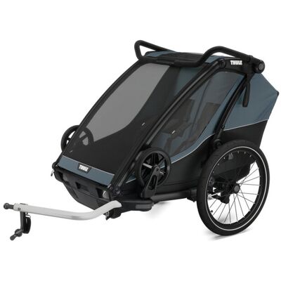 Przyczepka Rowerowa Dla Dziecka, Podwójna - Thule Chariot Cab, Dark Slate Przyczepka Rowerowa Dla Dziecka, Podwójna - Thule Chariot Cab, Dark Slate