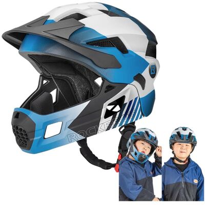 Rockbros Kask Rowerowy Dziecięcy Z Odpinaną Szczęką Rozmiar S (48-54) - Niebieski Rockbros Kask Rowerowy Dziecięcy Z Odpinaną Szczęką Rozmiar S (48-54) - Niebieski