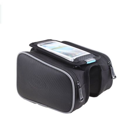 Roswheel, Sakwa Na Ramę Przednia Podwójna Z Euti Na Telefon, 5,5', Czarna Roswheel, Sakwa Na Ramę Przednia Podwójna Z Euti Na Telefon, 5,5', Czarna